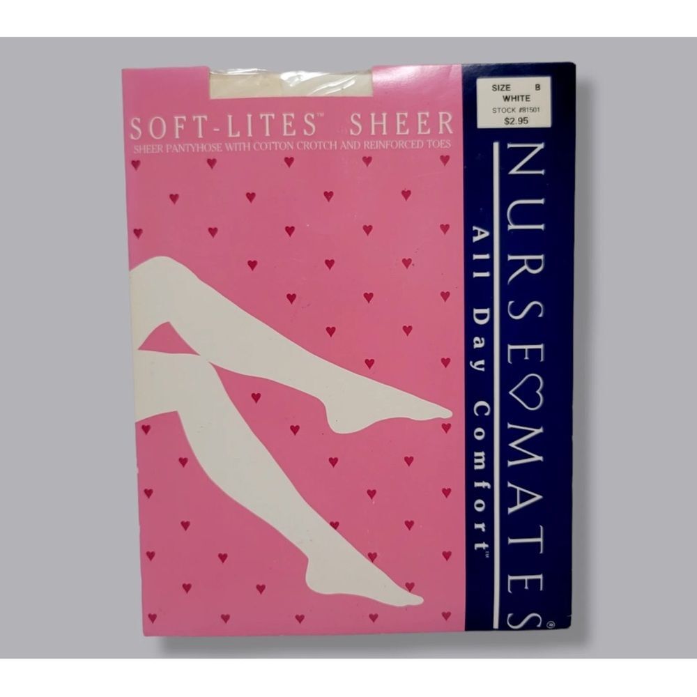 VINTAGE Nurse Mates #81501 Soft-Lites Sheer Pantyhose In White Size B